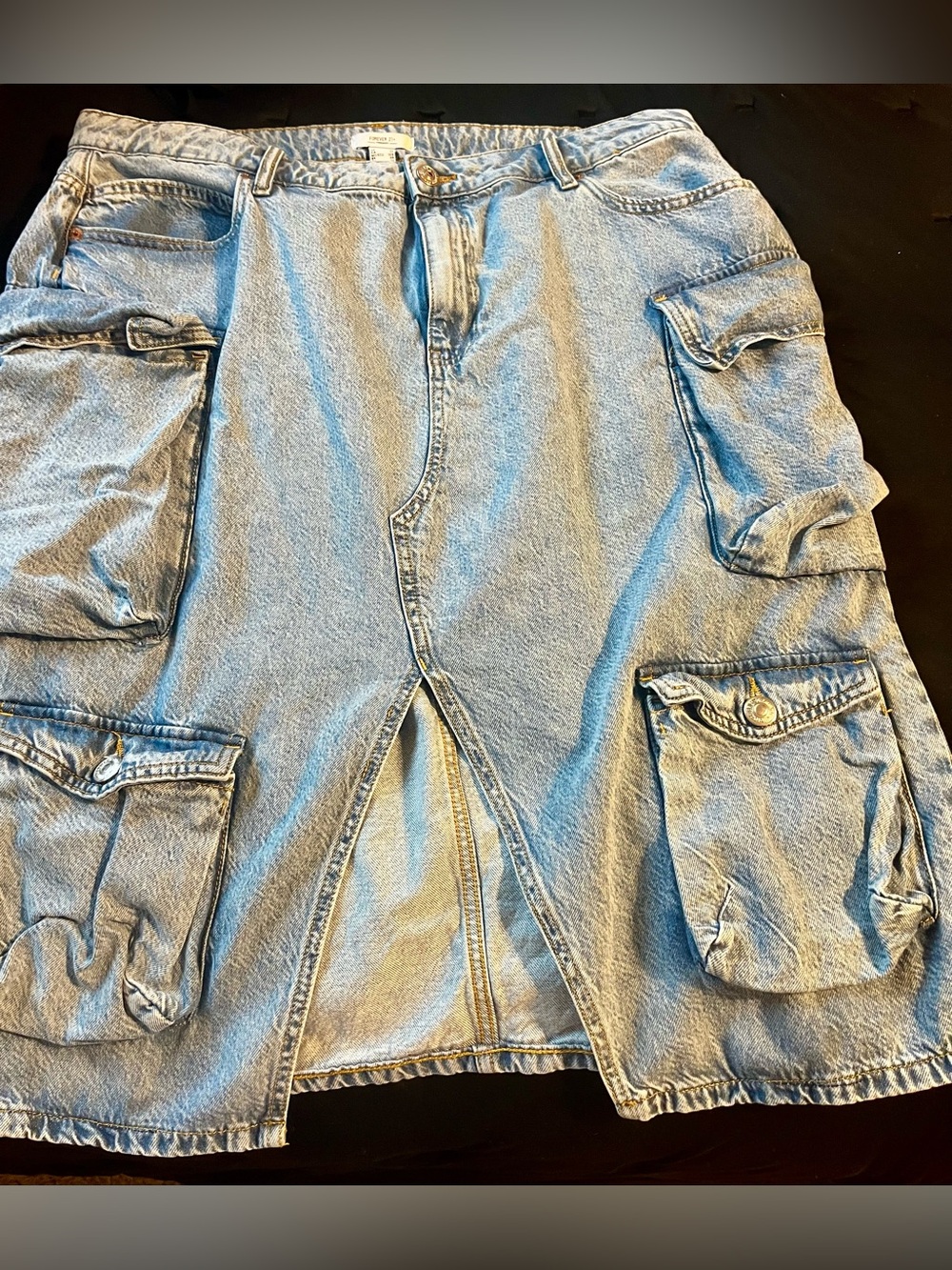 Blue Denim Cargo Jean Skirt